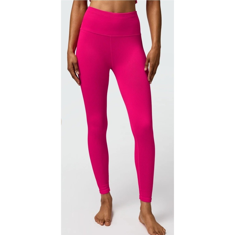 Spiritual Gangster Love Sculpt Legging Women XS/S Magenta Pink Ribbed Active Gym